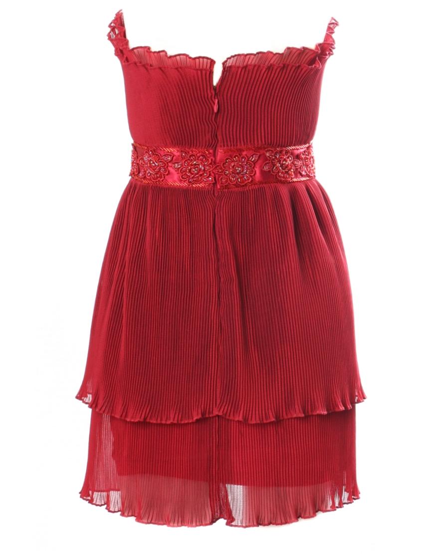 Pleat-layer embellished dress