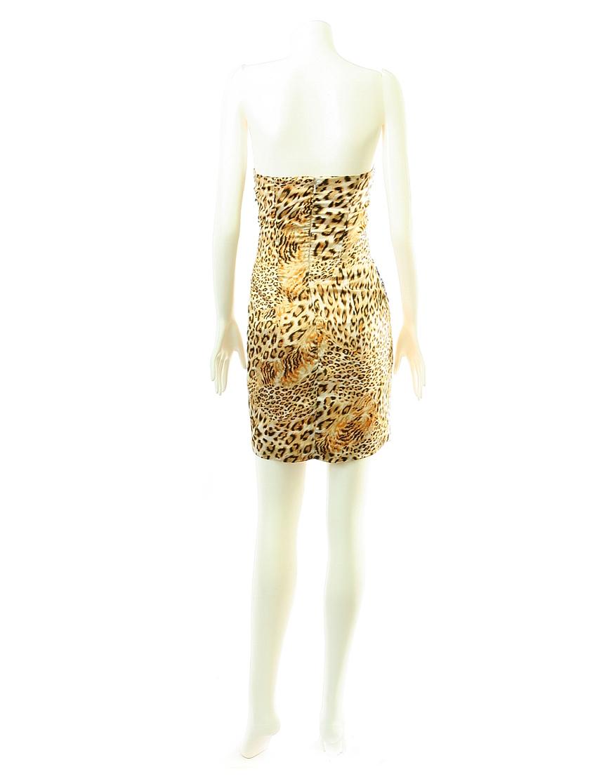 Animal print sequin embellished mini dress in yellow