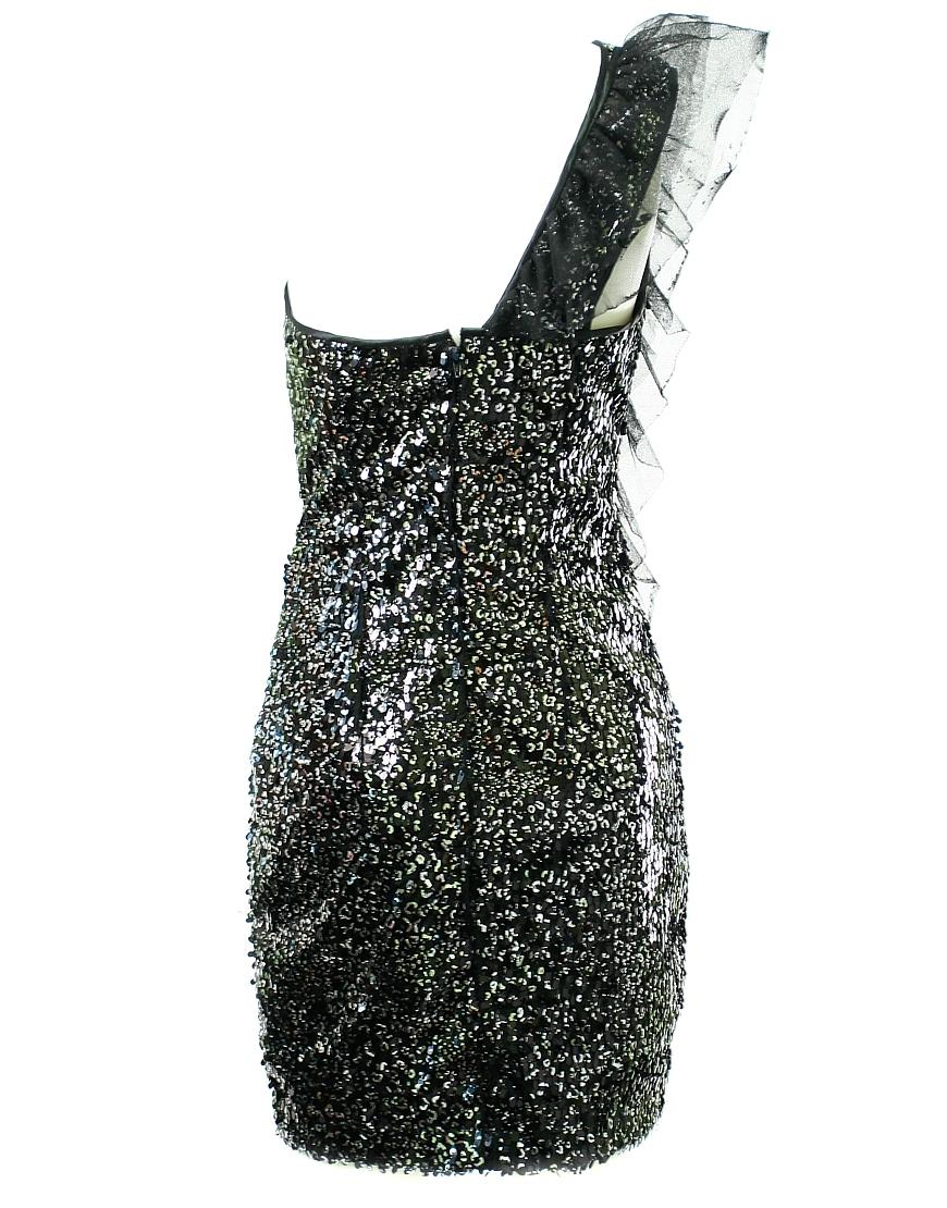 Sparking sequin cut-out hem dress