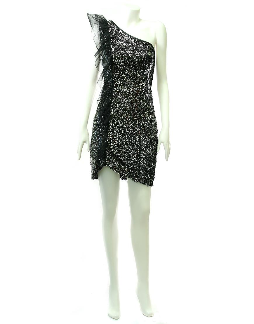 Sparking sequin cut-out hem dress