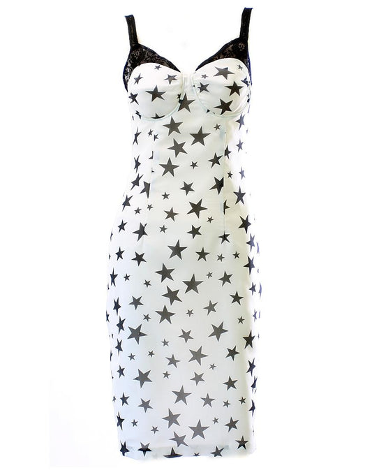 Star print lace bustier dress