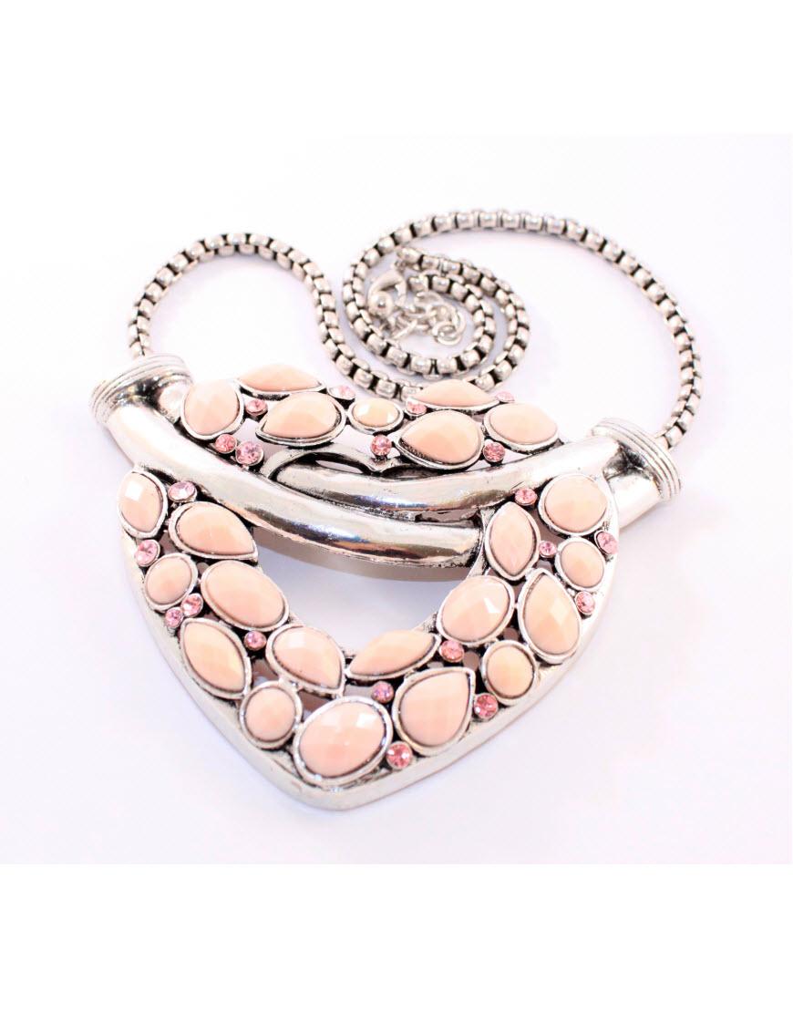 Heart necklace in beige