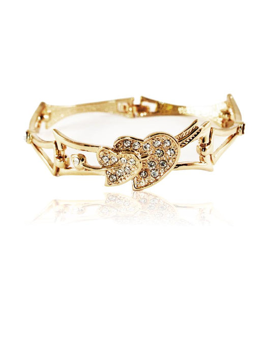 Hearts diamante & gold bracelet