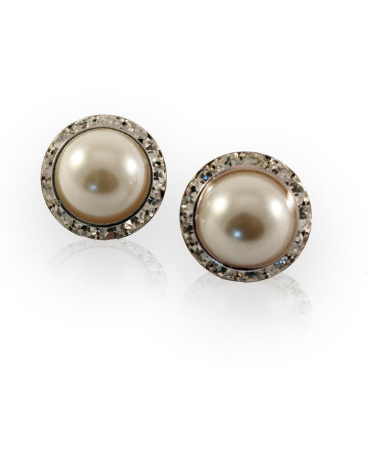 Pearl embellished round earrings