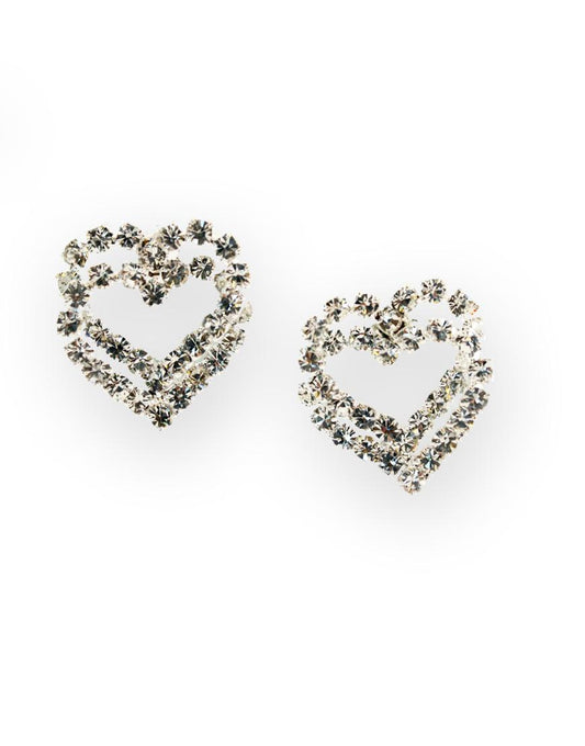 Double hearts diamante earrings