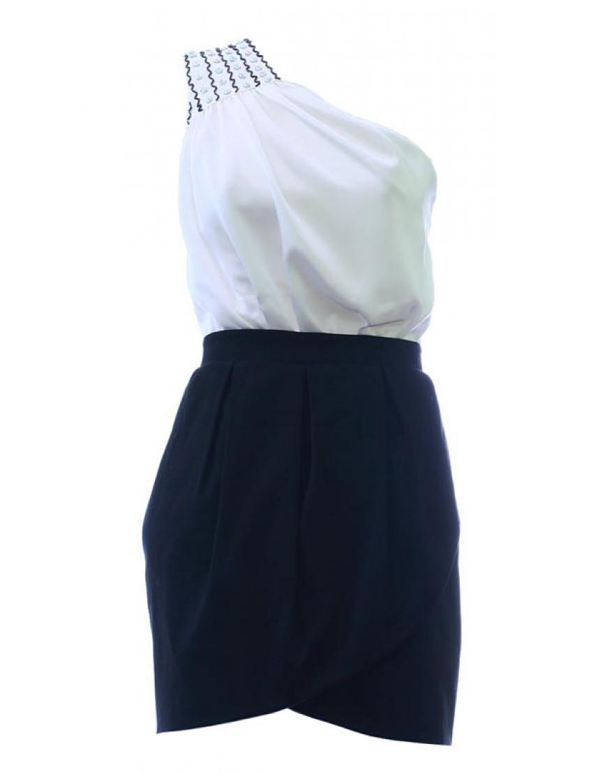 One shoulder crystal embellished dress