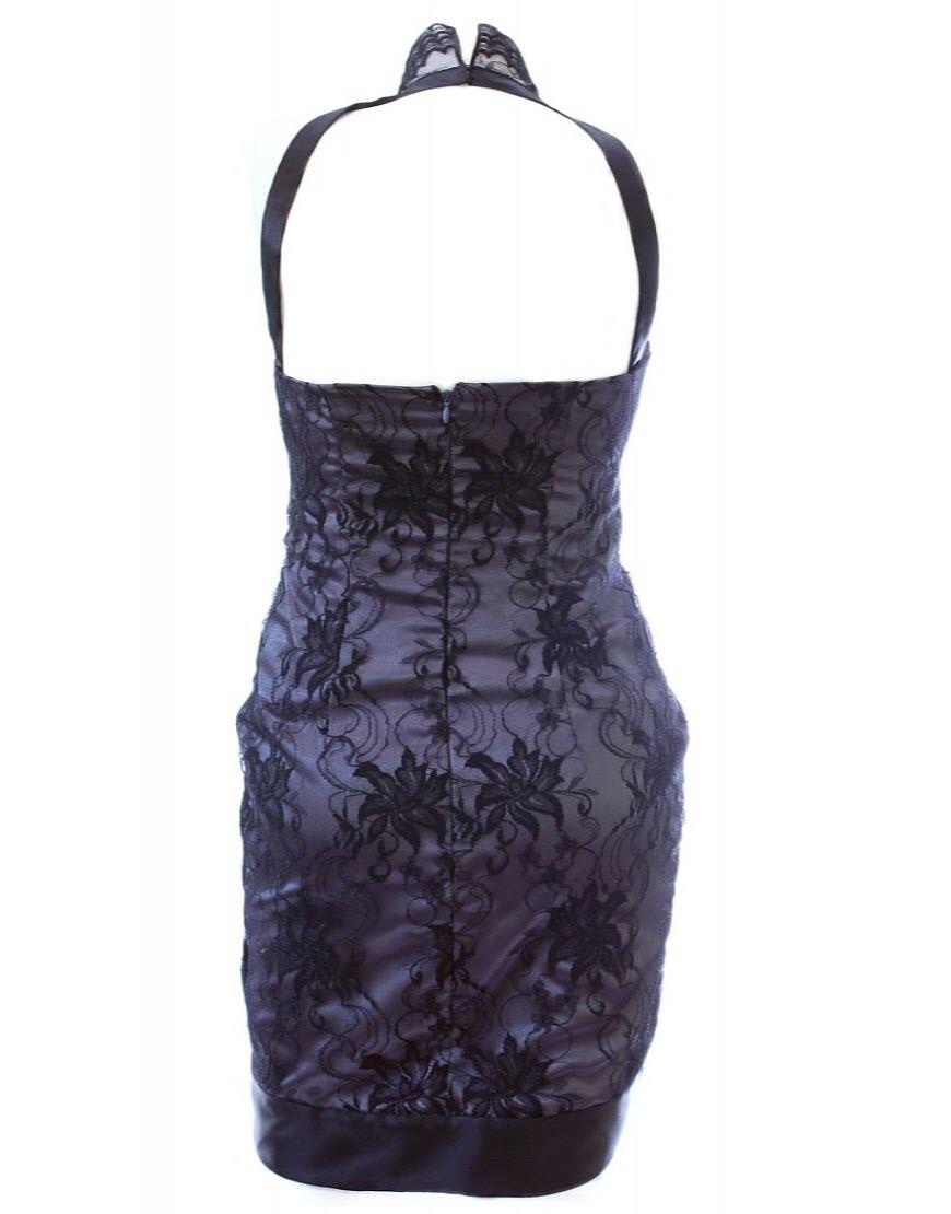 Lace panel embellished dress Grey & Black