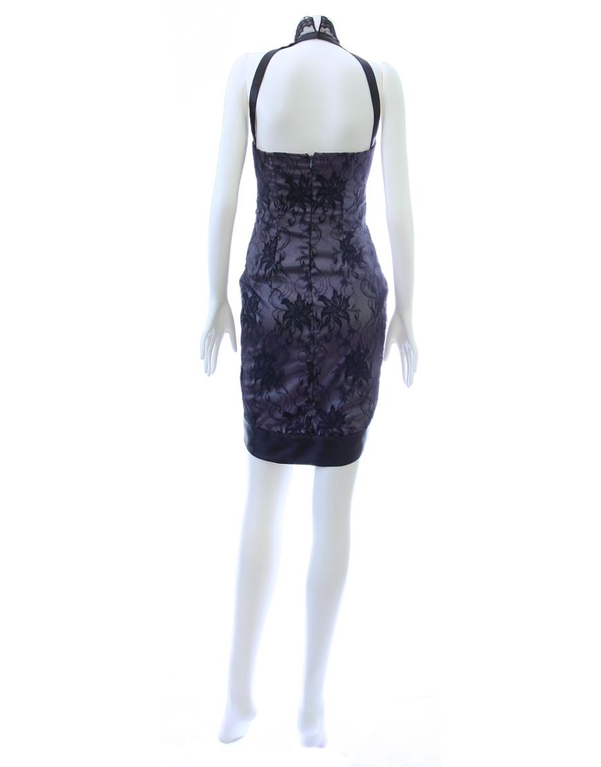 Lace panel embellished dress Grey & Black