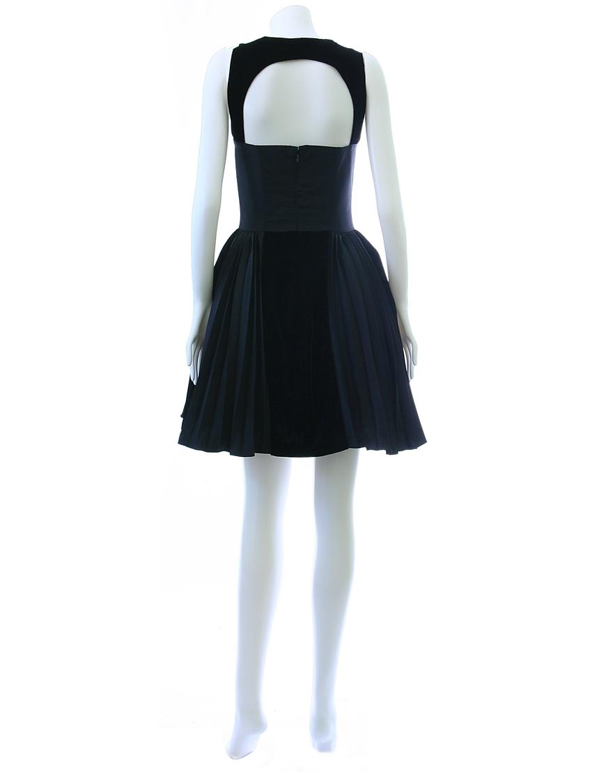 Velvet top cut-out pleated skirt dress