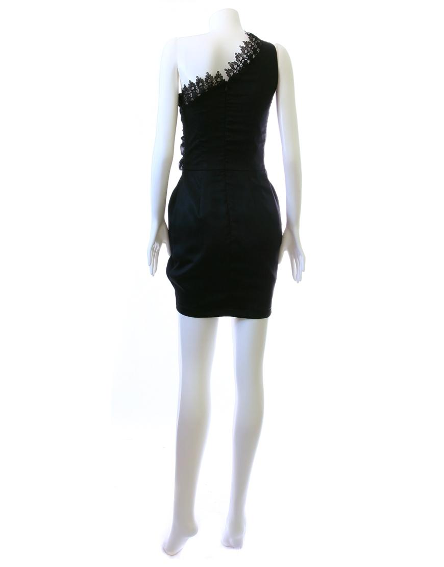 One shoulder lace insert draped dress