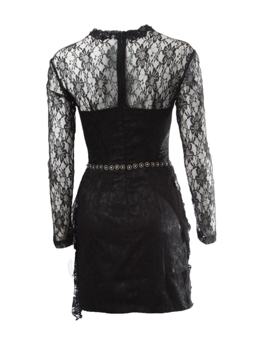Lace overlay draped skirt dress