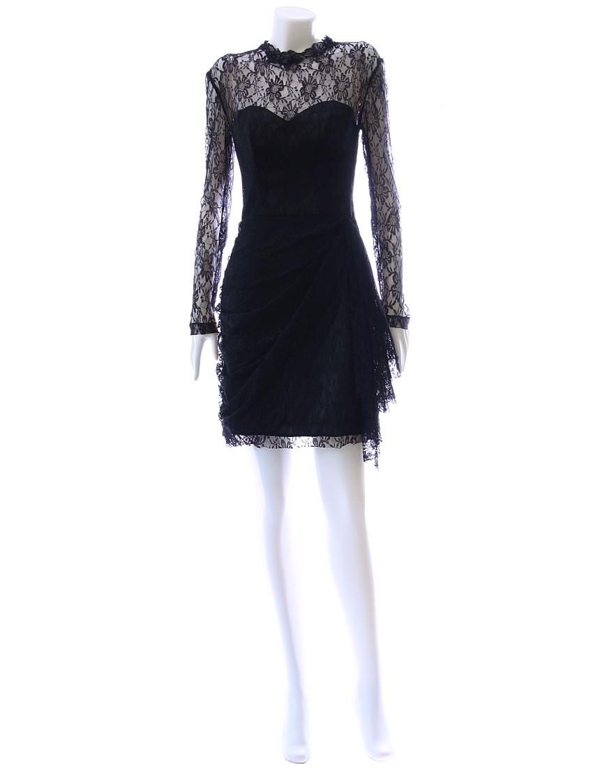 Lace overlay draped skirt dress