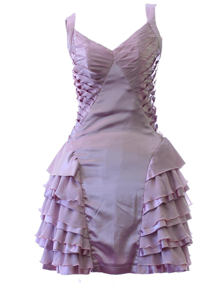 Rushed bustier symmetric layer skirt dress