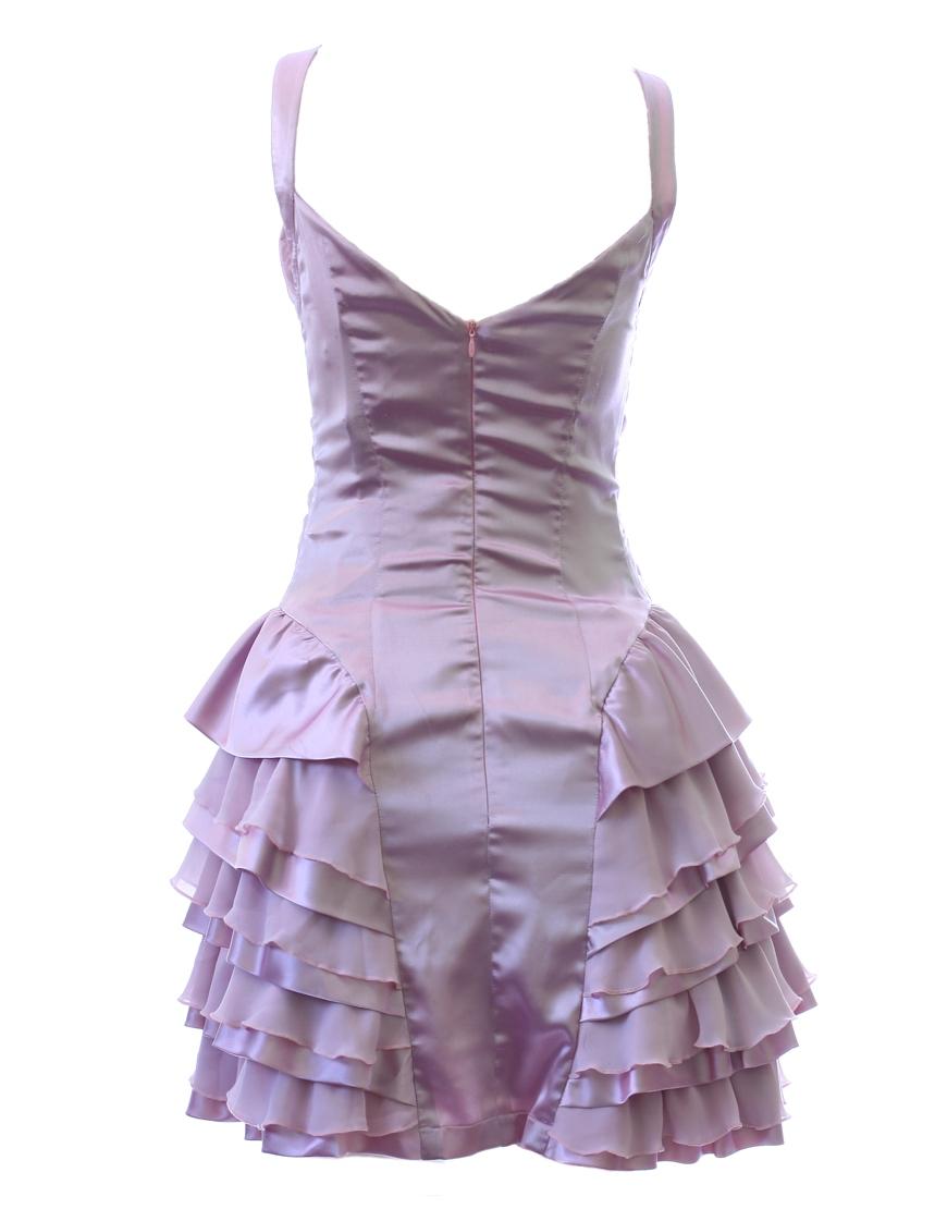 Rushed bustier symmetric layer skirt dress