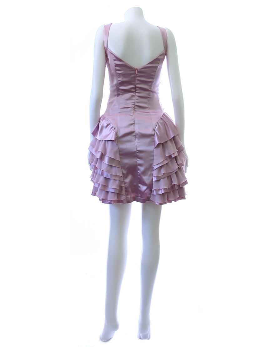 Rushed bustier symmetric layer skirt dress