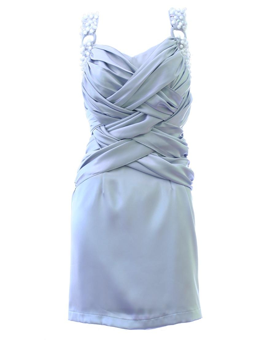 Top draped embellished straps dress