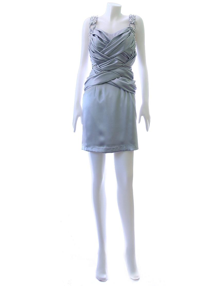 Top draped embellished straps dress