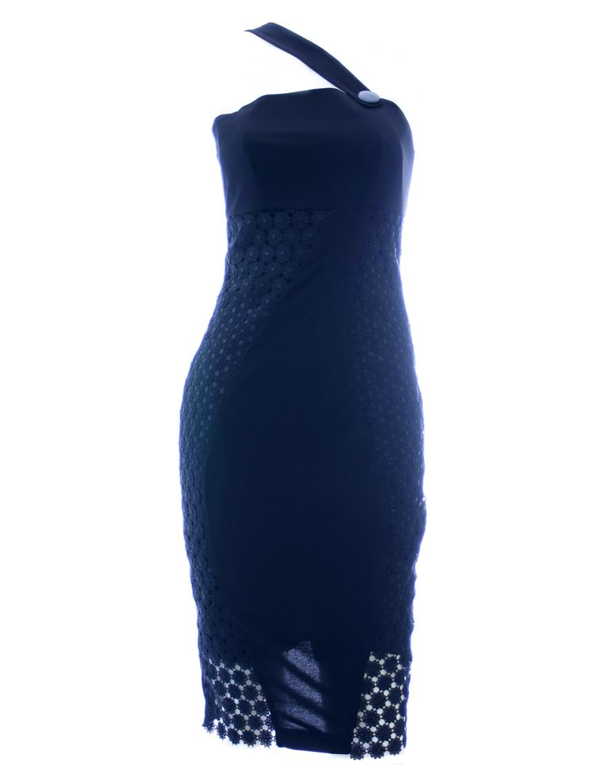 Lace sides inserted shift dress