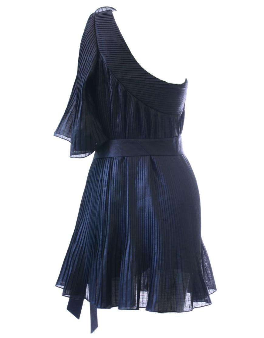 Asymmetric rose pleated dress