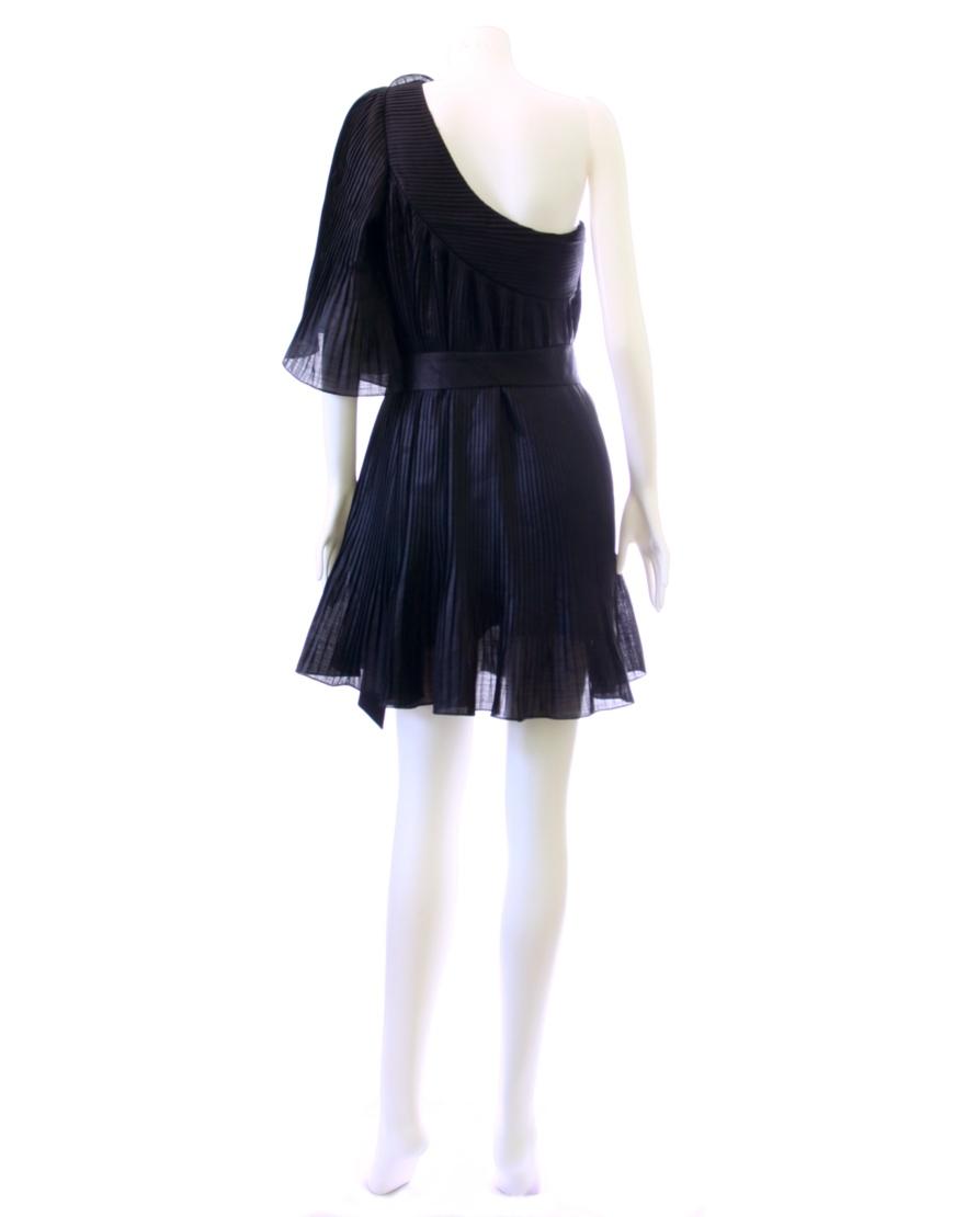 Asymmetric rose pleated dress