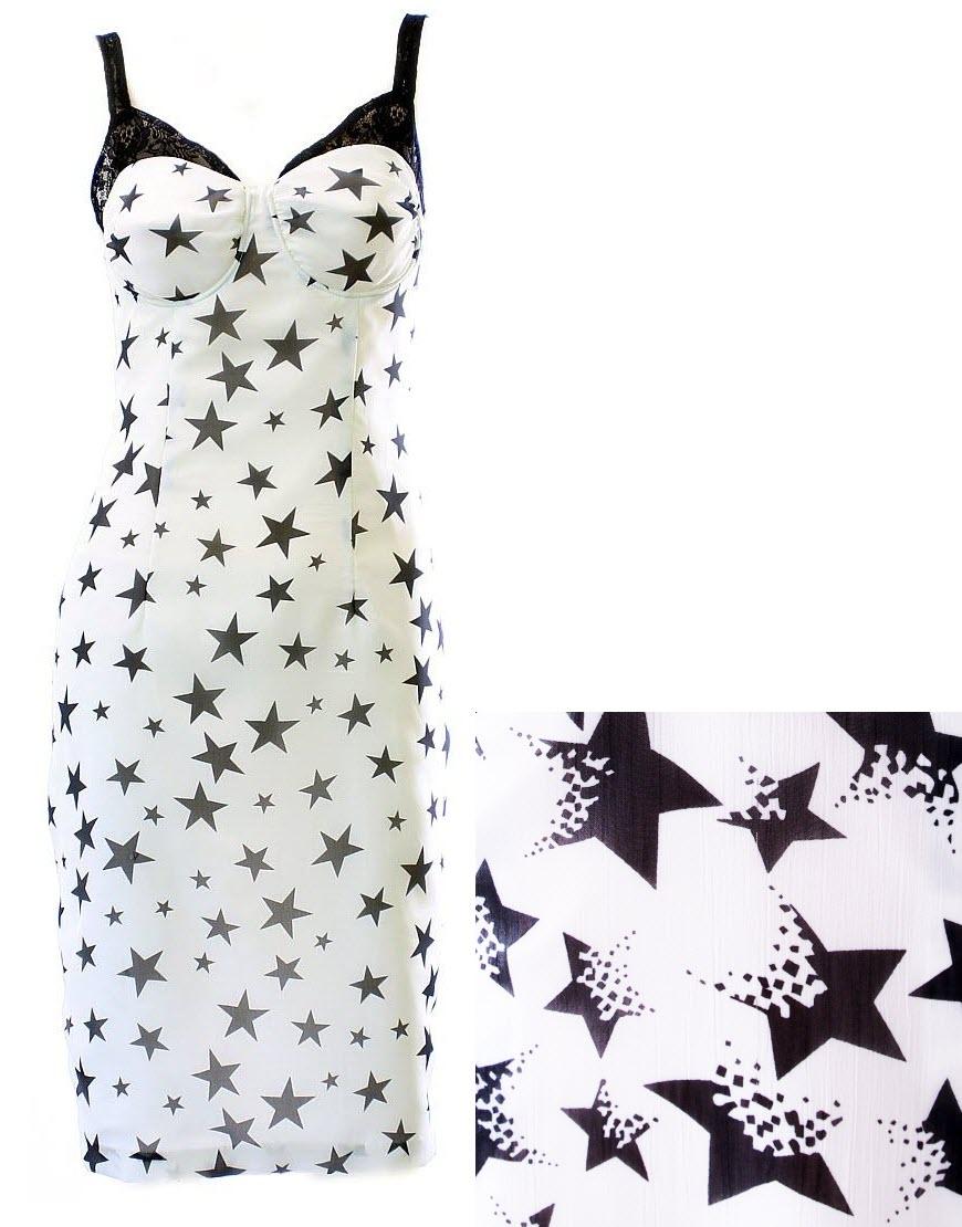 Star print lace bustier dress (new fabric)