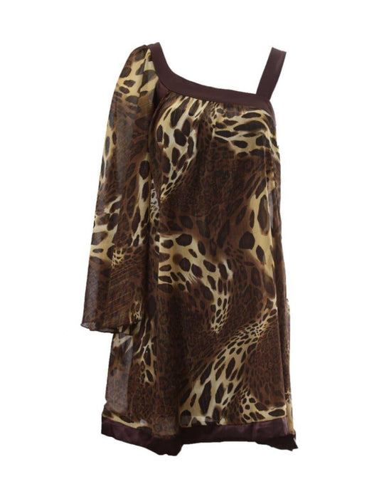 Chiffon leopard one sleeve dress