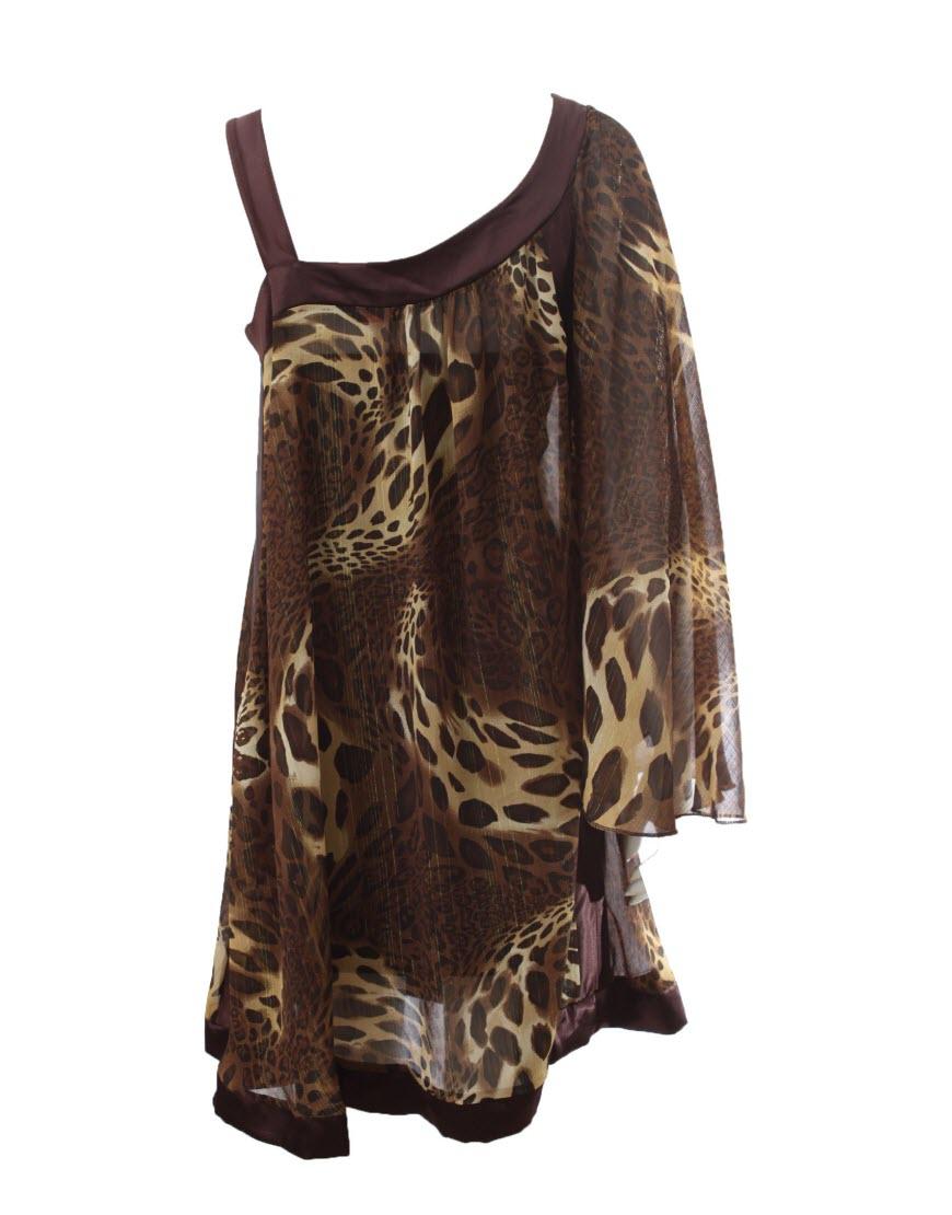 Chiffon leopard one sleeve dress