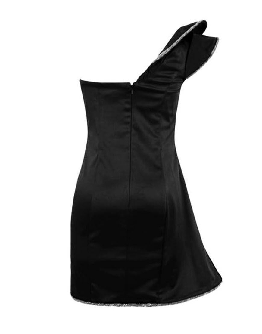 One shoulder trim embellished dress