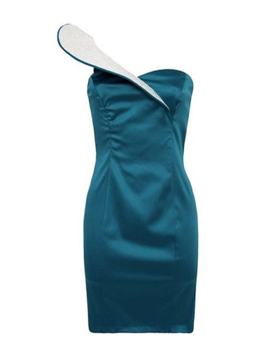 One shoulder diamante space dress