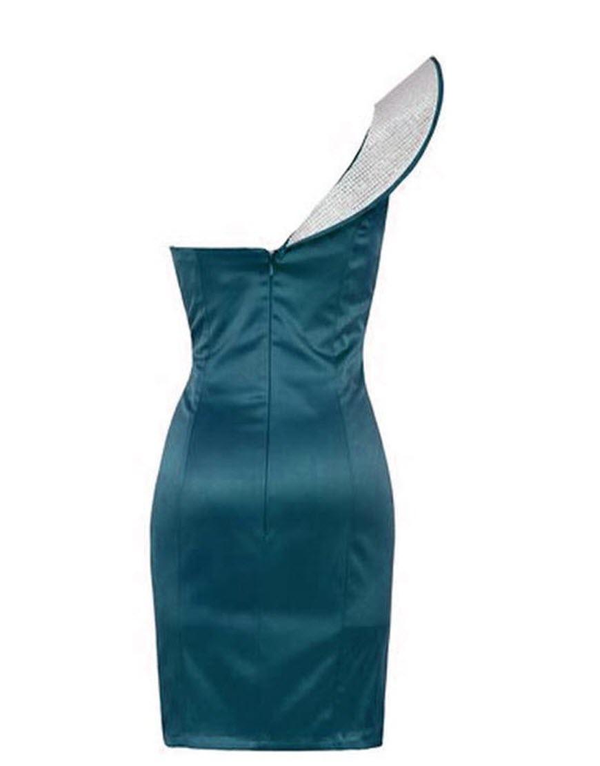 One shoulder diamante space dress