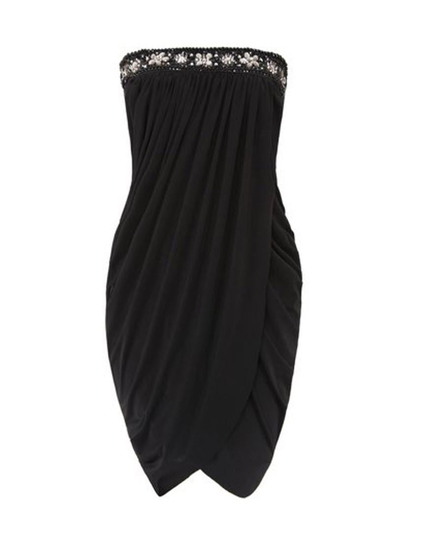Draped grecian jewelled dress in black