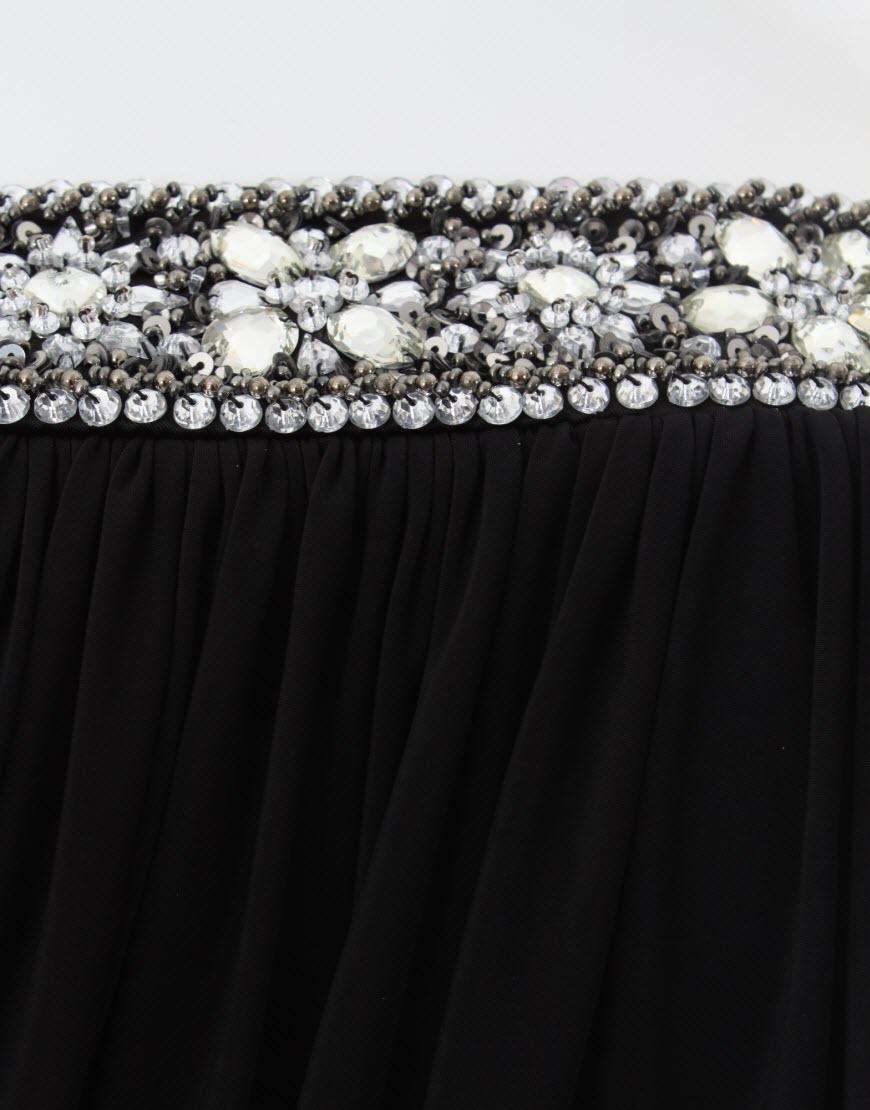 Draped grecian jewelled dress in black