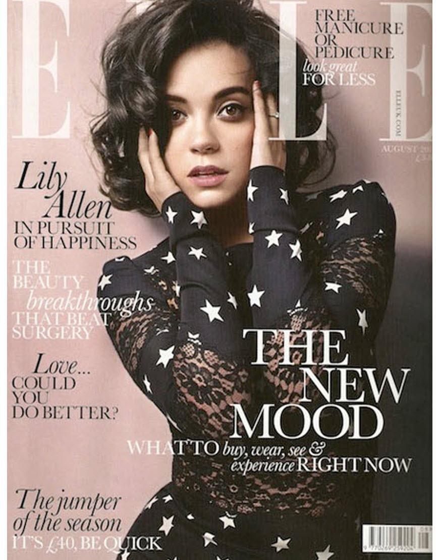 Star print dress style Lily Allen in ELLE magazine