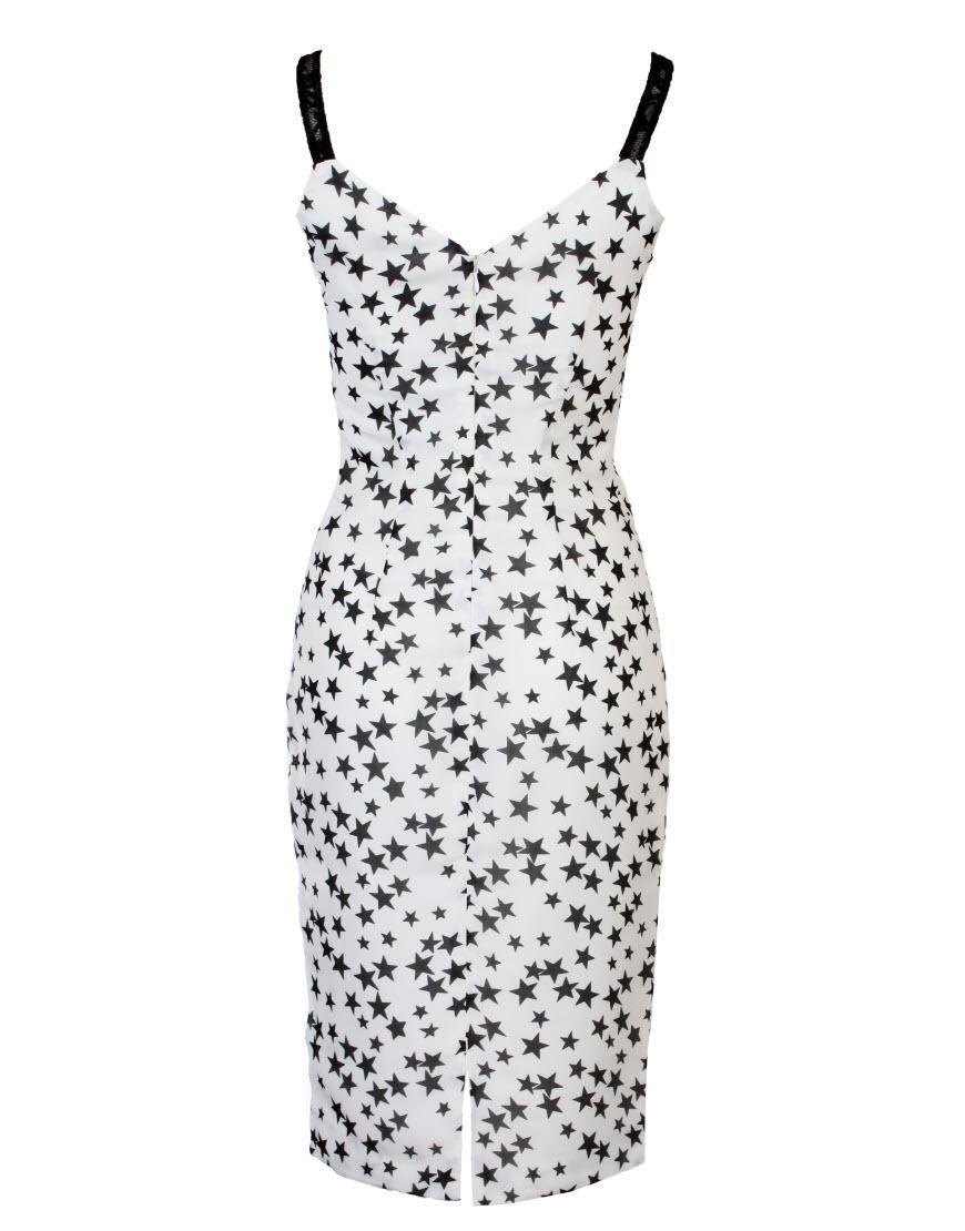 Star print lace bustier dress (small stars)