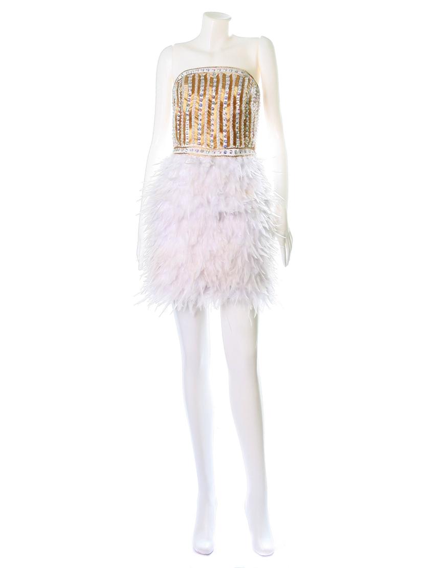 Crystal embellished feather dress