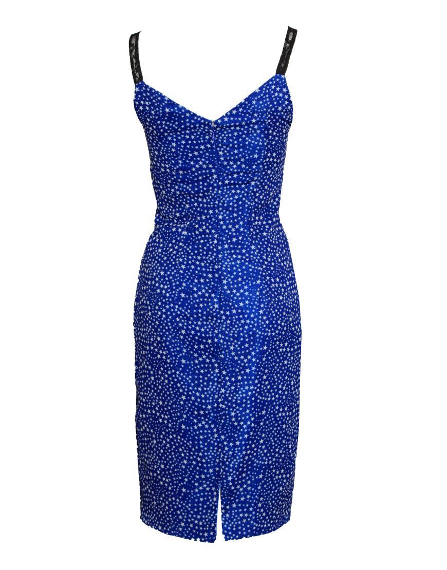 Star print lace bustier dress as worn by Lauren Pope in blue
