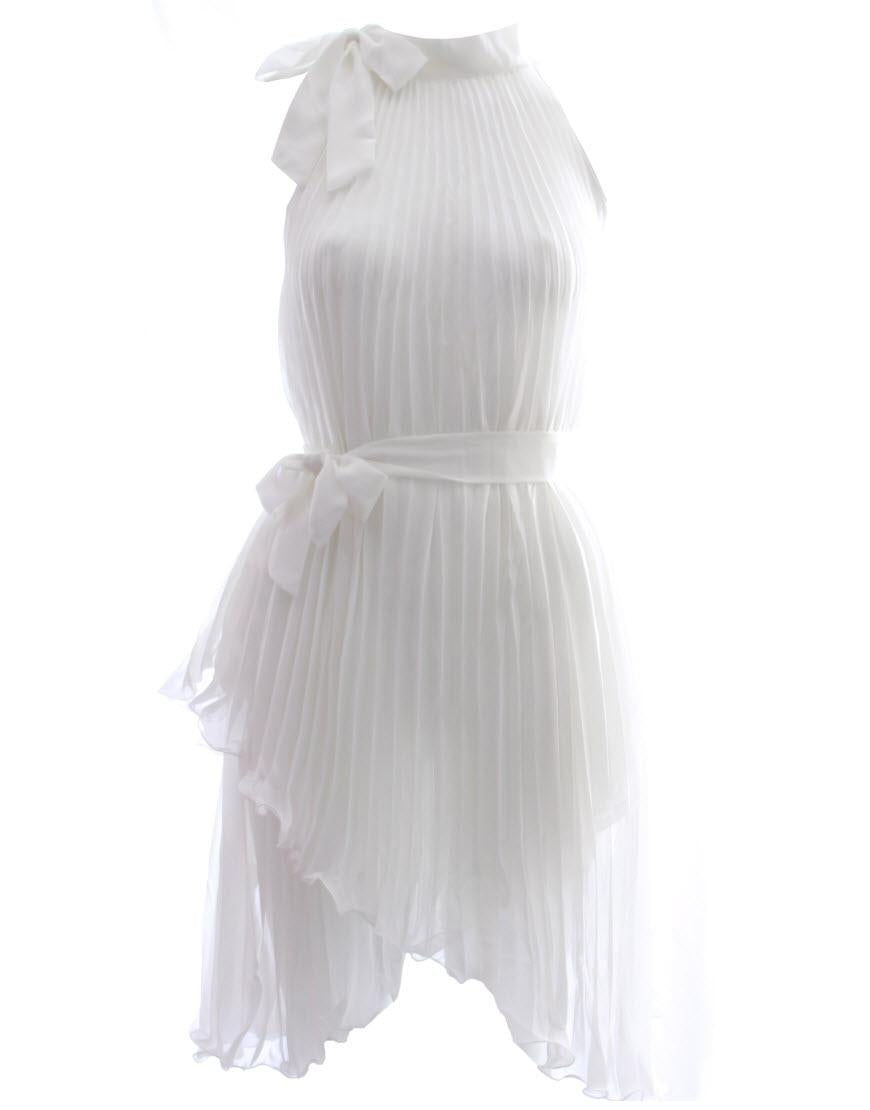 Pleat bow-detailed mini dress