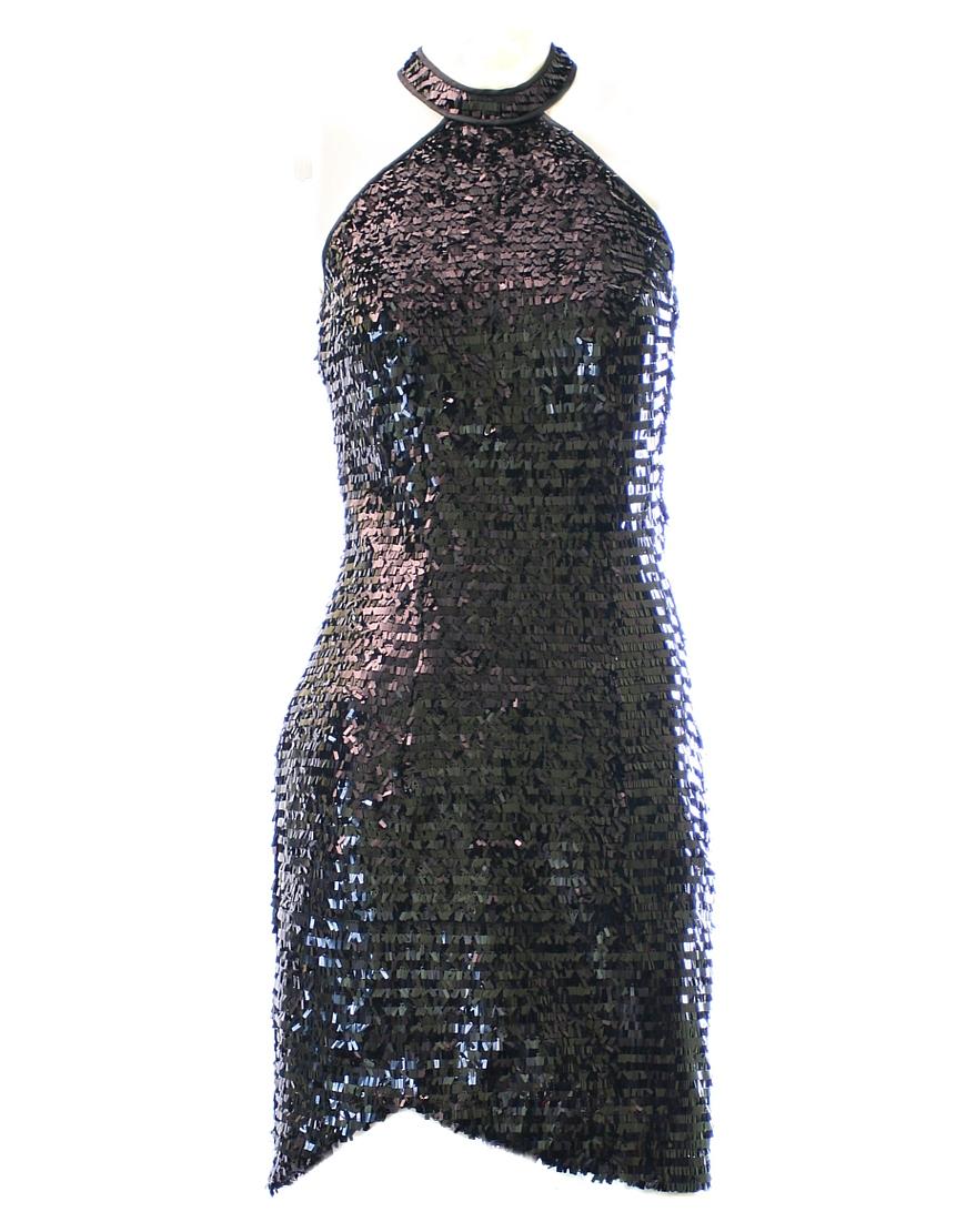 Sequin all over asymatric hem cocktail dress