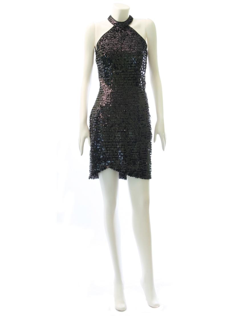 Sequin all over asymatric hem cocktail dress