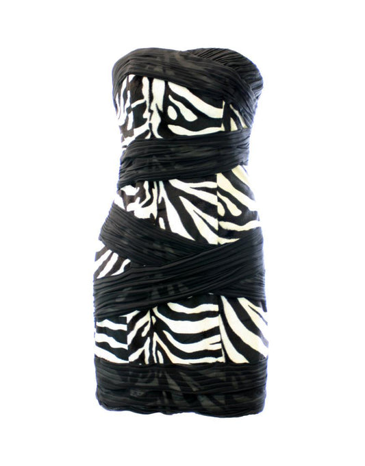 Zebra printed drape chiffon overlaid dress