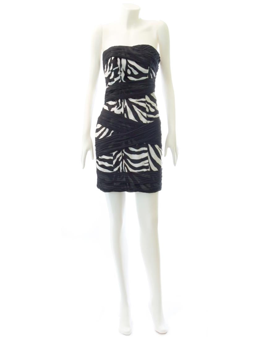 Zebra printed drape chiffon overlaid dress