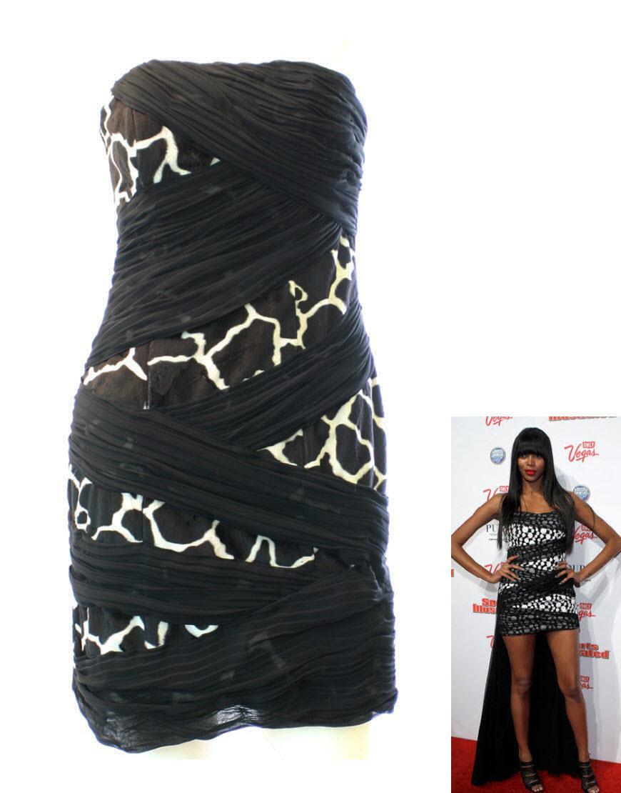 Leopard printed drape chiffon overlaid dress