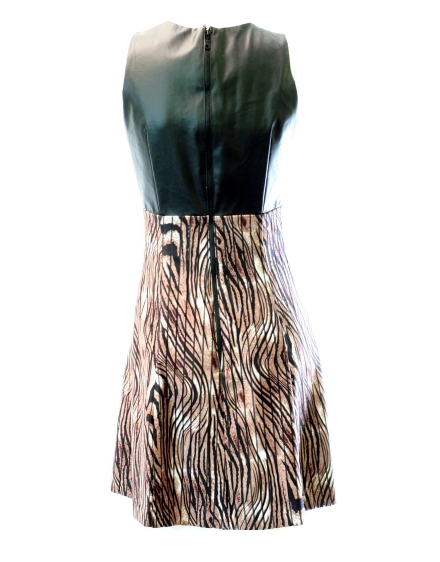 Leather top printed skirt dress
