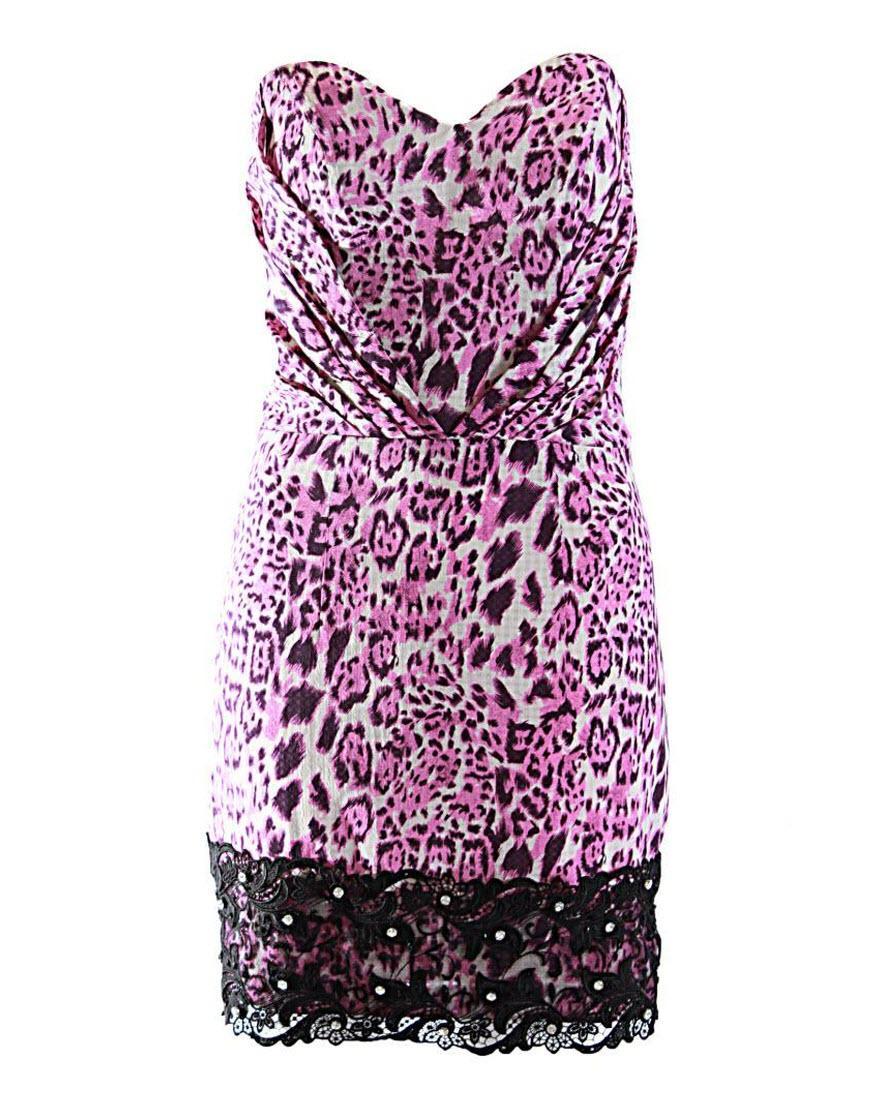 Leopard lace embellishment dress in purple