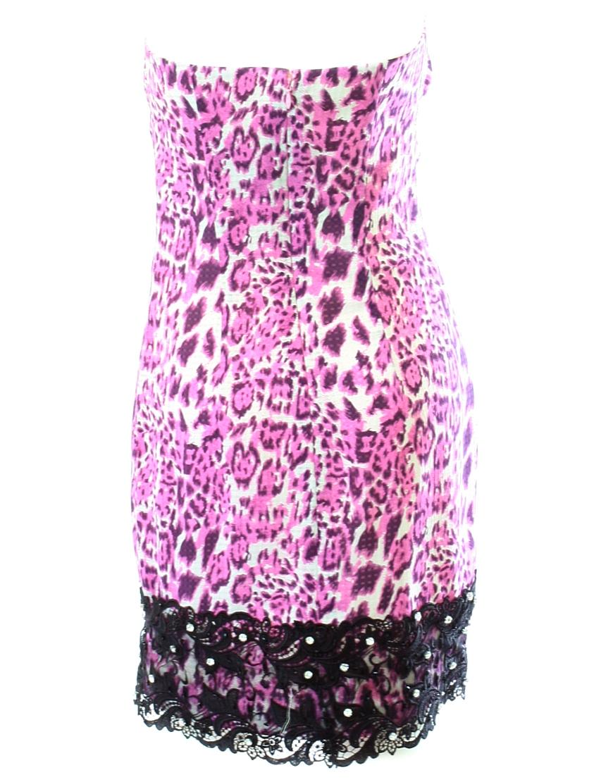 Leopard lace embellishment dress in purple