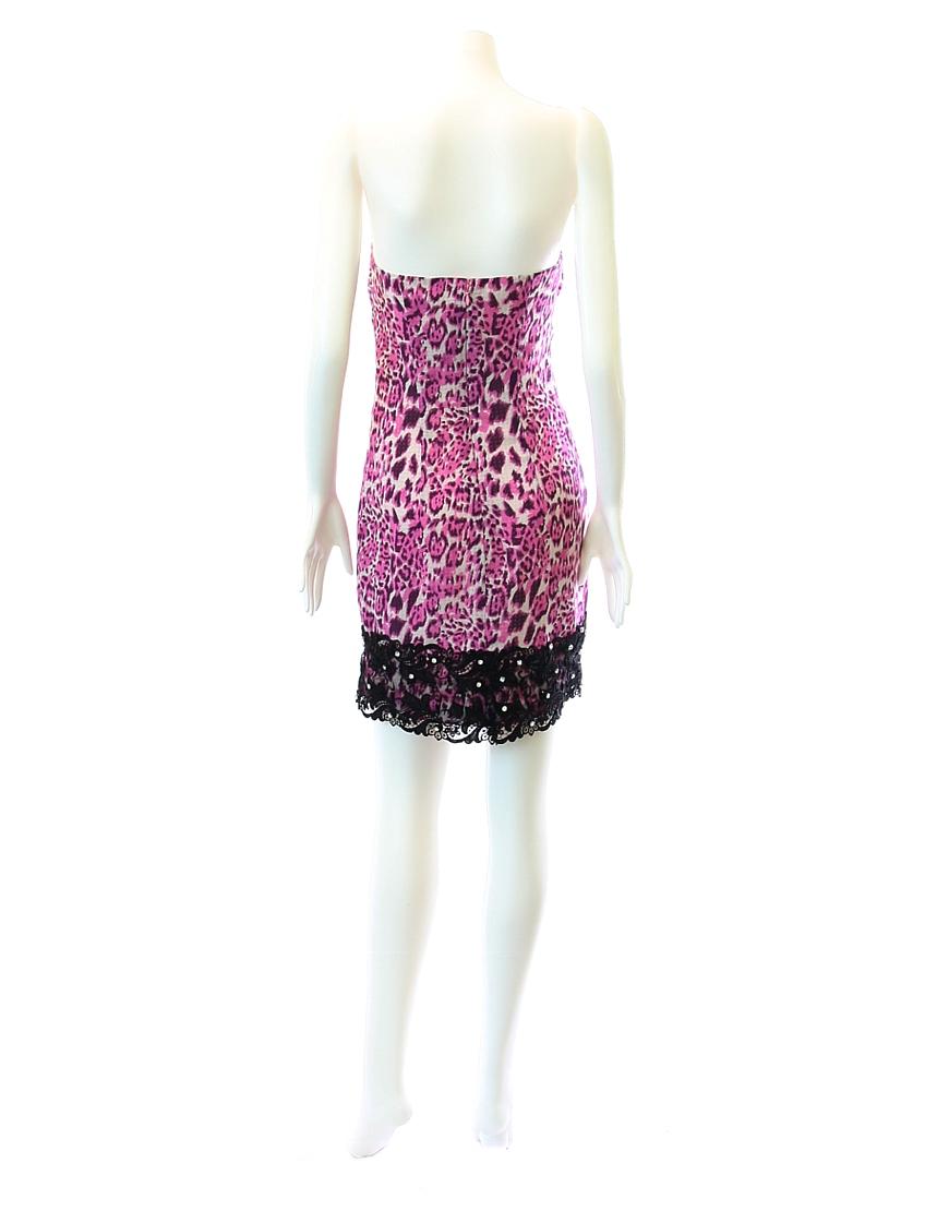 Leopard lace embellishment dress in purple