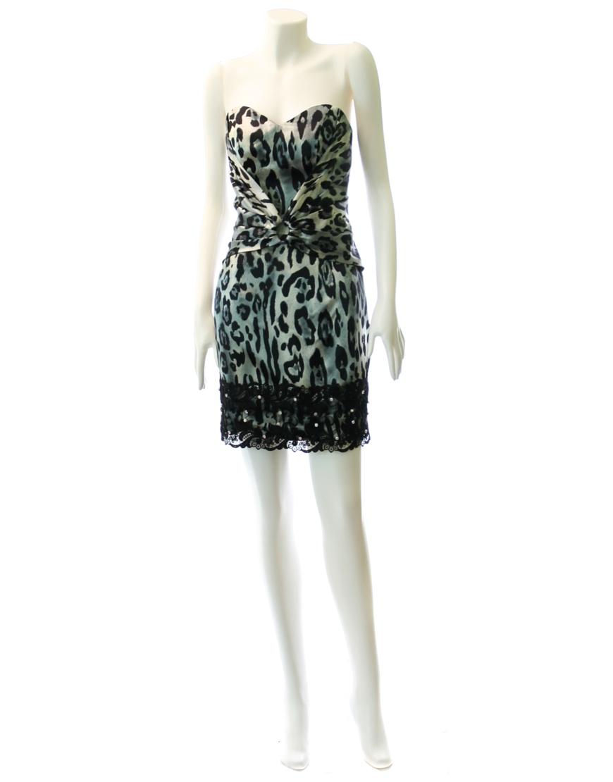 Leopard lace embellishment dress in grey