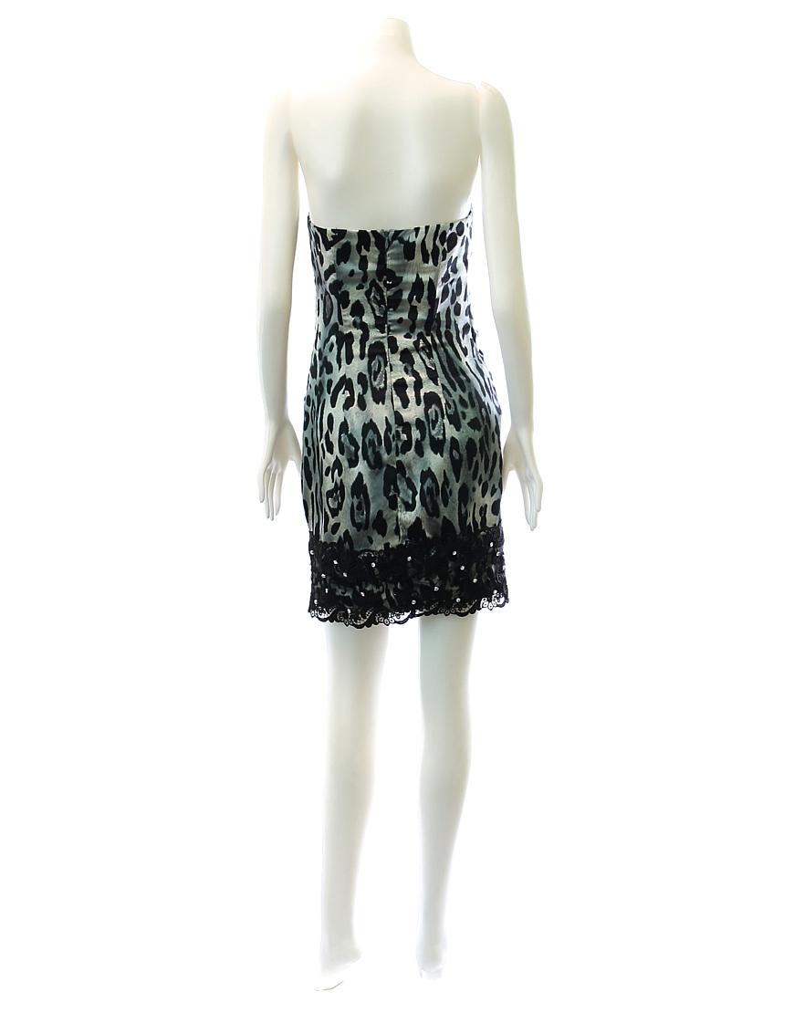 Leopard lace embellishment dress in grey