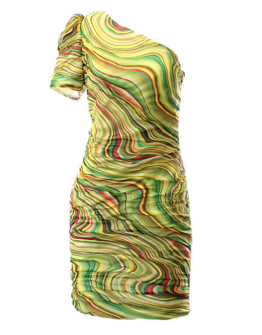 One sleeve printed drape dress