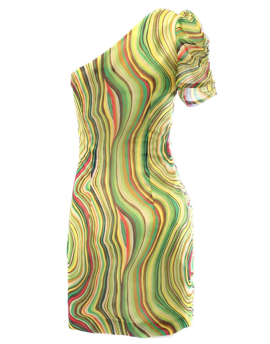 One sleeve printed drape dress